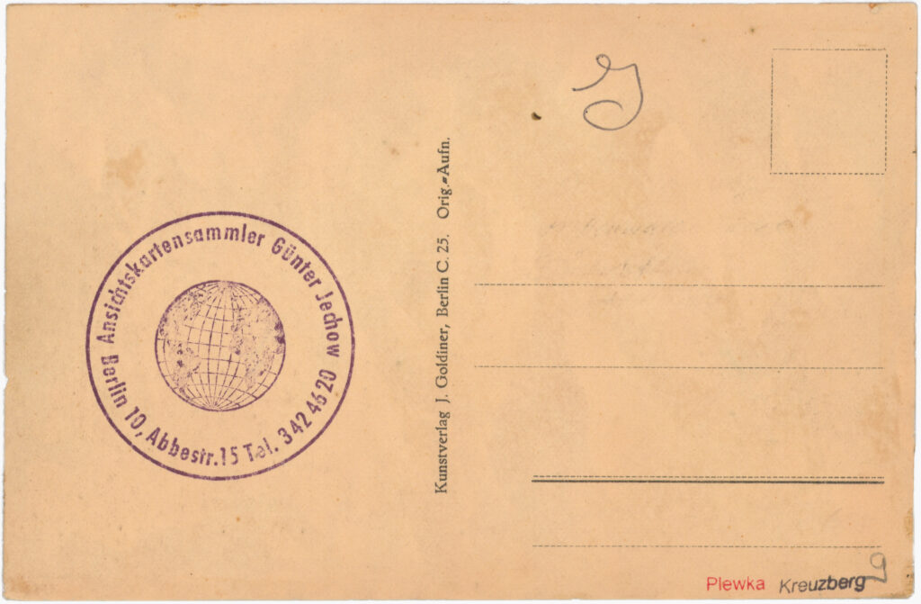 Stamped with: “Postcard Collector Günter Jechow”Blücherstr., no date, SPP / FHXB 0586